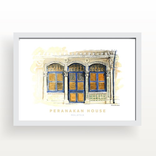 Peranakan house malaysia art - peranakan, house,
