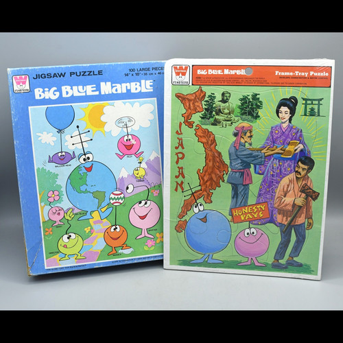 Big blue marble puzzle lot - blue,