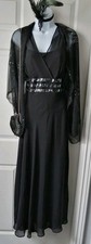 Black Silver Sequin Beaded Dress Size 14 Peaky Blinders Style Gatsby 1920s