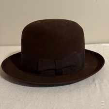 Borsalino Jim Patterson Classic Bowler Hat Brown Wool Felt Men 7 1/8 1902-1935