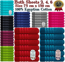 6 X Jumbo Bath Sheet Towels 100% Egyptian Cotton Large Bathroom Towel Set 500GSM