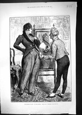 Old Print 1880 Two Phases Life Full Bloom Rich Man Fashion Clothes Mirror 19th