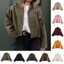Women Faux Suede Bomber Jacket