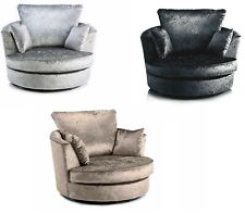 Crushed Velvet Sofa Armchair Loveseat Silver Black Mink Fabric Cosy swivel Chair