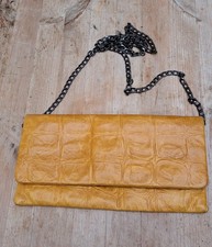 Etui London 100% Leather Bag Mustard Metal Chain Strap Magnetic Closure Handmade