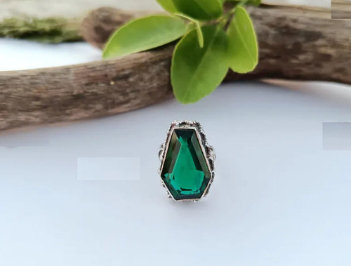 Handmade green emerald ring - green,