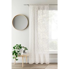 WILLOW NATURAL LEAF PATTERN WHITE VOILE PANEL - MADE TO ANY DROP (20"-90")