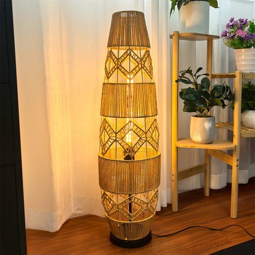 Led floor lamp rattan - floor,
