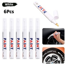 6X White Car Tyre Paint Marker Pen Universal Tire Metal Waterproof Permanent