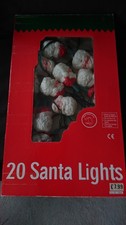 VTG SET OF 20 SANTA BLOW MOLD HEAD STRING LIGHTS-UNTESTED