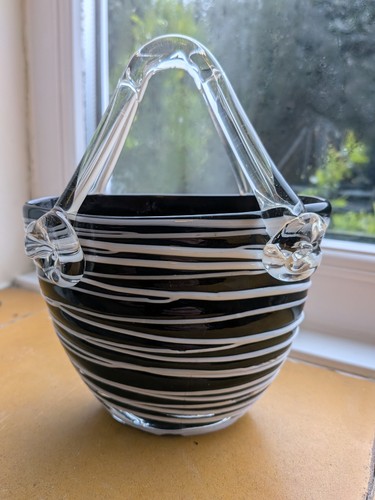 Murano art glass basket - murano,