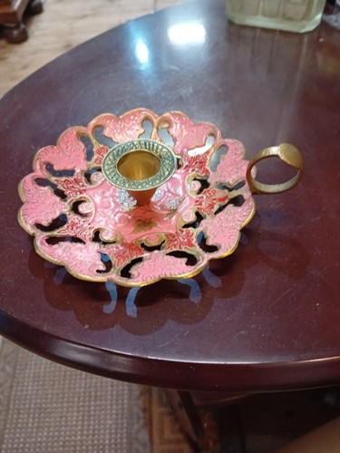 Vintage enamelled brass - vintage, candle