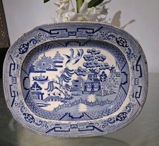  Blue & White Willow Oval