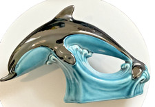 Vintage Poole Pottery Diving Dolphin 1967-1990s Blue Dolphin Glaze Variant