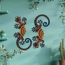 2 Pieces Metal Gecko Wall Art
