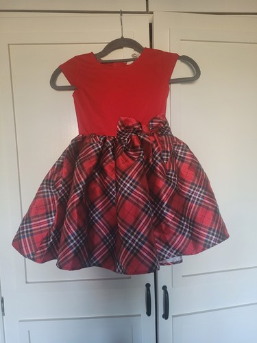 Girls red tartan dress - girls,