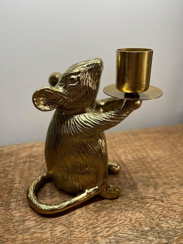 Golden mouse candle holder - mouse,