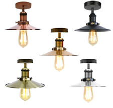 Vintage Ceiling Light Industrial Flush Mount Ceiling Lamp Retro Shade Fitting UK