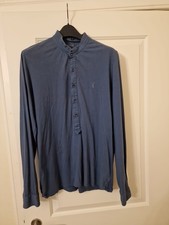 All Saints Mens House Polo Shirt Long Sleeve Blue Size L