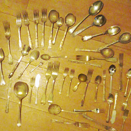 Silver plated fork and spoon - plated,