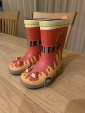 Size 4 Boy Infant Child Wellies Wellington Boots Fire & Rescue Fireman Design