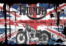 Retro Triumph Union Jack Motorcycle Oil Can Metal Sign Workshop Garage A4 Approx