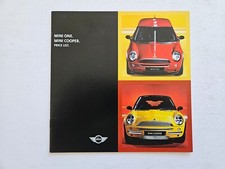 MINI ONE COOPER R50 PRICE LIST SALES BROCHURE 2001 2002