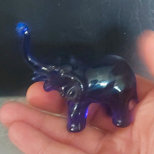 Blue art glass elephant - art,