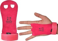 Kids leather grips bright pink - leather,