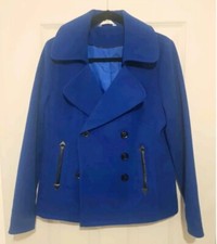Red Herring Womens Royal Blue Smart Winter Coat. UK Size 14. Collar & Buttons