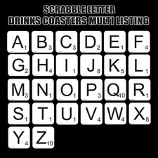 SCRABBLE LETTER Hot Drinks Coasters / Bar Mat - Hardboard / Gloss Finish