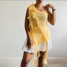 Zara Yellow Aymmetric Pleated