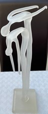 Vintage Frosted glass sculpture art 'Lovers' by David Keenan Male and Female 