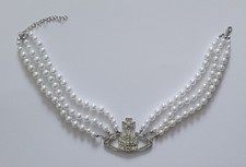 Large Silver coloured orb and pearl choker / necklace