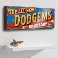 Dodgems Wood Funfair Sign Vintage Style Sign 28cm Wooden Fairground Bumper Cars