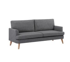 Mid Grey 3 Seater Sofa Woven Fabric with Wooden Legs Watson - New Boxed