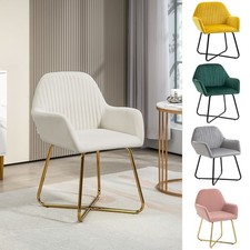 Modern Accent Chair Velvet-Feel Upholstered Lounge Armchair Metal Base