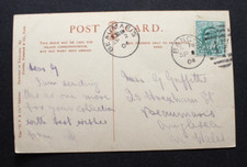 Beaumaris, Anglesey, Wales 1904 postmark on a Bridge postcard to Griffiths, 20 W