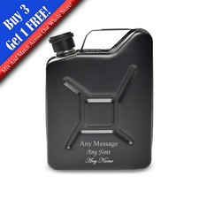 Personalised Engraved Black Jerry Can Hip Flask