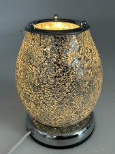 Electric Touch Control Wax Melt Warmer Lamp Chrome Silver Mosaic Glass C21 G350