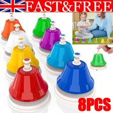 8Pcs Colorful Handbells Musical Instrument Percussion Music Toys Set Hand Bells