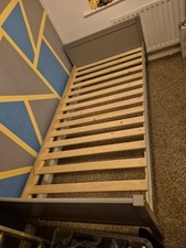 Grey Wooden Bed Frame Single