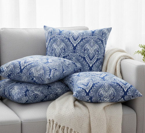 Set blue white damask - set,