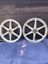 Genuine 100% Skyway O.E 6 Spoke Old School BMX Mag Wheels 20” Originals White