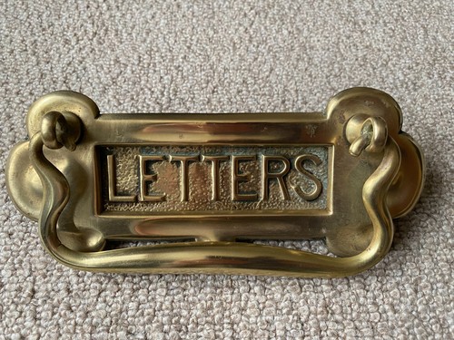 Old brass letterbox with door - ,