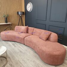 Luxury Large 336cm Miami Boucle Curved Cinema Sofa for 4 5 6 Seater Family Blush