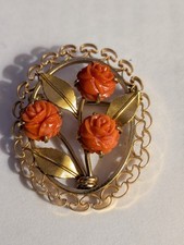 Krementz Carved Coral Roses