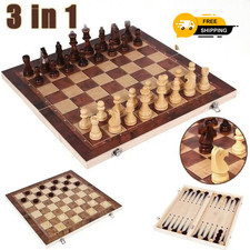 3 in 1 Hand Made Wooden Chess