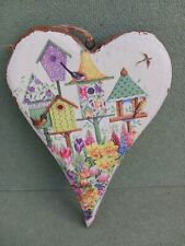 Wooden Wall Hanging Heart Painted Bird House, House Warming Gift, Hard Wood
