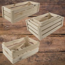 Selection of Plain Unfinished Decorative Veggie Crates Wooden Storage Boxes DIY